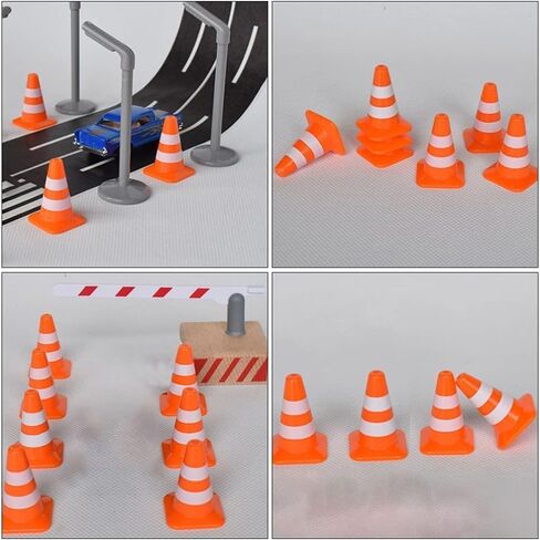 14Pcs Orange Miniature Road Cone Orange Mini Traffic Cones Plastic Sign Road Cone Toy Roadblock Cone Sign Model Photo Prop Educational for Kids Small Cones Construction Cones, Safety Barriers in Saudi Arabia
