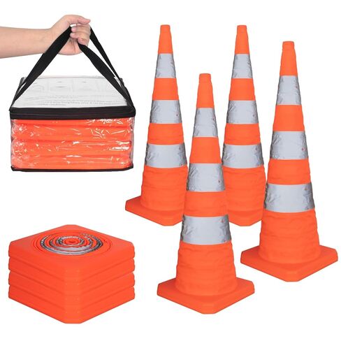 SHAREWIN 18 Inch 4 Pack Collapsible Traffic Safety Cones - Orange Multi Purpose Pop-up Cones with Reflective Collar for Road Safety, Driving Training, Parking, Sports in Saudi Arabia