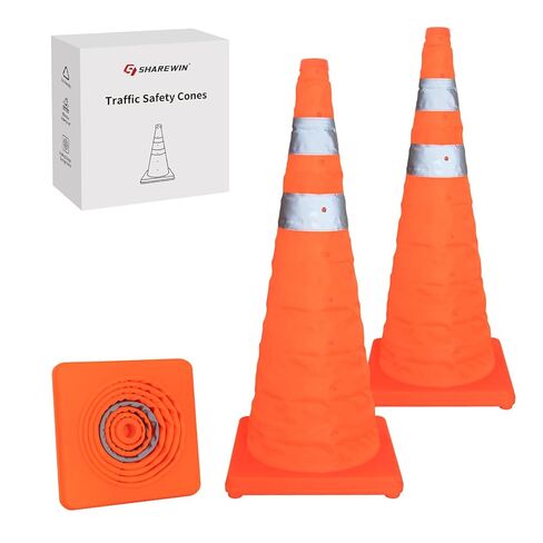 SHAREWIN 18 Inch 4 Pack Collapsible Traffic Safety Cones - Orange Multi Purpose Pop-up Cones with Reflective Collar for Road Safety, Driving Training, Parking, Sports in Saudi Arabia