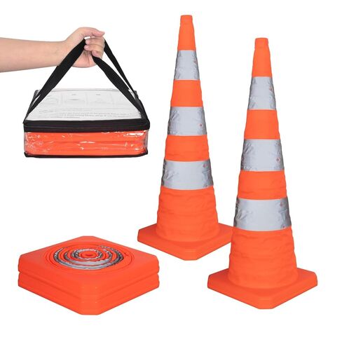 SHAREWIN 18 Inch 4 Pack Collapsible Traffic Safety Cones - Orange Multi Purpose Pop-up Cones with Reflective Collar for Road Safety, Driving Training, Parking, Sports in Saudi Arabia