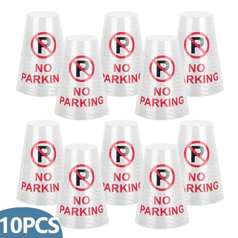 BATTIFE 10 Pack " No Parking " Bright Reflective Collars, Cone Message Sleeves for Traffic Safety Cones, 360° High Visible Signs for Driveway Road Outdoor Use in Saudi Arabia