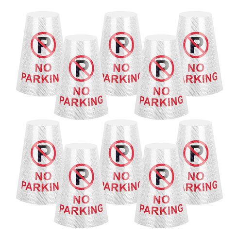 BATTIFE 10 Pack " No Parking " Bright Reflective Collars, Cone Message Sleeves for Traffic Safety Cones, 360° High Visible Signs for Driveway Road Outdoor Use in Saudi Arabia