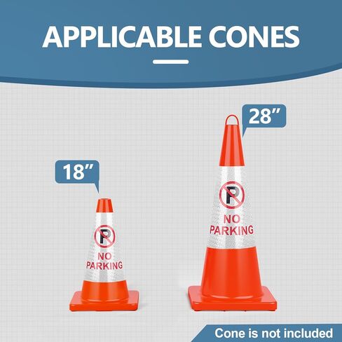 BATTIFE 10 Pack " No Parking " Bright Reflective Collars, Cone Message Sleeves for Traffic Safety Cones, 360° High Visible Signs for Driveway Road Outdoor Use in Saudi Arabia