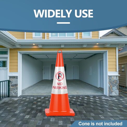 BATTIFE 10 Pack " No Parking " Bright Reflective Collars, Cone Message Sleeves for Traffic Safety Cones, 360° High Visible Signs for Driveway Road Outdoor Use in Saudi Arabia