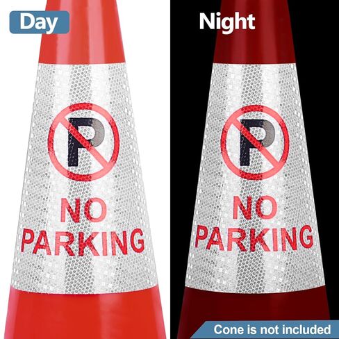 BATTIFE 10 Pack " No Parking " Bright Reflective Collars, Cone Message Sleeves for Traffic Safety Cones, 360° High Visible Signs for Driveway Road Outdoor Use in Saudi Arabia