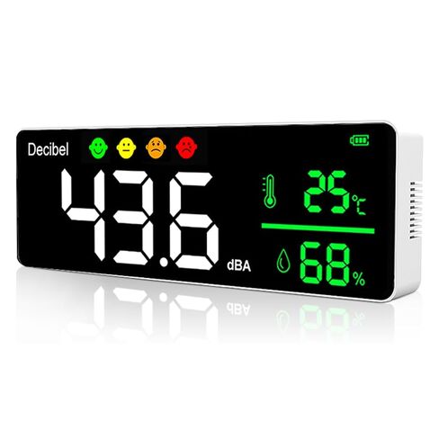 Decibel Meter, Wall Hanging Sound Level Meter with Large LED Display +Noise+ Humidity + Temperature Switch（°C/°F) ; 30-130dB Rang DB & SPL Wide Applications for Home, Studio in Kuwait