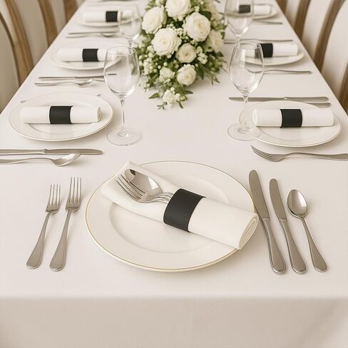 500 قطعة من حلقات المناديل الورقية - أربطة مناديل ذاتية اللصق، أشرطة لف فضية لحفلات أعياد الميلاد وحفلات الزفاف ولم شمل الأسرة والمناسبات (أسود) in Kuwait