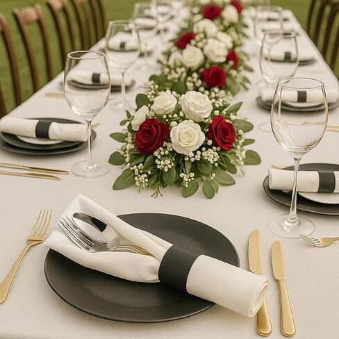 500 قطعة من حلقات المناديل الورقية - أربطة مناديل ذاتية اللصق، أشرطة لف فضية لحفلات أعياد الميلاد وحفلات الزفاف ولم شمل الأسرة والمناسبات (أسود) in Kuwait