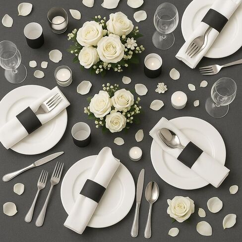 500 قطعة من حلقات المناديل الورقية - أربطة مناديل ذاتية اللصق، أشرطة لف فضية لحفلات أعياد الميلاد وحفلات الزفاف ولم شمل الأسرة والمناسبات (أسود) in Kuwait