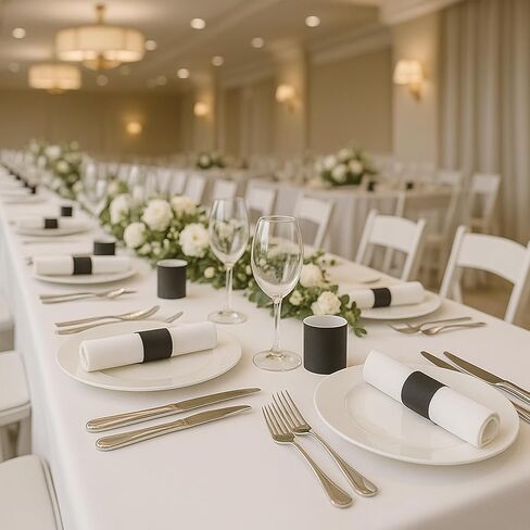 500 قطعة من حلقات المناديل الورقية - أربطة مناديل ذاتية اللصق، أشرطة لف فضية لحفلات أعياد الميلاد وحفلات الزفاف ولم شمل الأسرة والمناسبات (أسود) in Kuwait