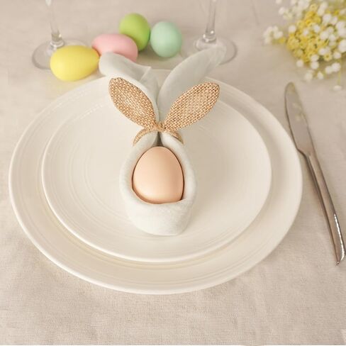 مجموعة حلقات منديل عيد الفصح مكونة من 6 قطع، حلقات منديل الأذن من الخيش على شكل أرنب الجوت، حامل حلقات منديل أذن الأرنب لحفلات عيد الفصح ومأدبة الطعام وتزيين طاولة الربيع in Kuwait