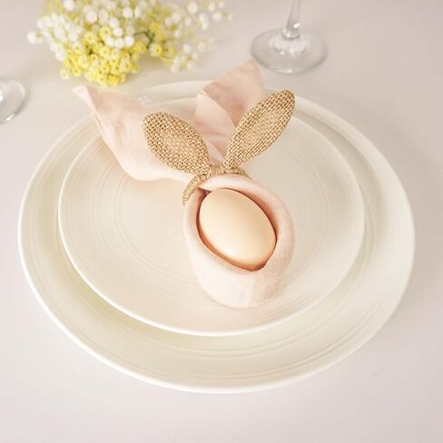 مجموعة حلقات منديل عيد الفصح مكونة من 6 قطع، حلقات منديل الأذن من الخيش على شكل أرنب الجوت، حامل حلقات منديل أذن الأرنب لحفلات عيد الفصح ومأدبة الطعام وتزيين طاولة الربيع in Kuwait