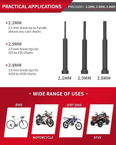 13 pcs Motorcycle Chain Breaker Set,Chain Removal Tool Chain Cutter and Riveter Kit for Cam and 25 to 630 Chains in Kuwait