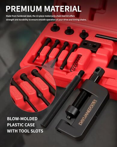 13 pcs Motorcycle Chain Breaker Set,Chain Removal Tool Chain Cutter and Riveter Kit for Cam and 25 to 630 Chains in Kuwait