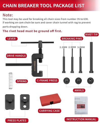 13 pcs Motorcycle Chain Breaker Set,Chain Removal Tool Chain Cutter and Riveter Kit for Cam and 25 to 630 Chains in Kuwait