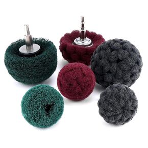 HighFree 6PCS Non Woven Abrasive Buffing Polishing Wheel Drill Attachment Set, 1/4" Shank Scouring Pads Power Scrubber Cleaning Kit for Rust Removal and Polishing, Green 180#, Red 320#, Gray 800# in Kuwait