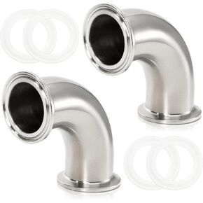 2 حزمة من كوع الطويق الصحي بمعرف الأنبوب 1.5 بوصة، الكوع 90 درجة مع 4 حشوات من السيليكون، تركيب الأنابيب الصحية من الفولاذ المقاوم للصدأ 304، حلقة تركيب ثلاثية المشبك OD 2 بوصة/50 مم للسباكة، سهلة التركيب in Kuwait