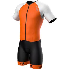 Sparx Mens Elite Aerosuit Triathlon Suit Mens Short Sleeve Tri Suit Skinsuit (Orange, M) in Kuwait
