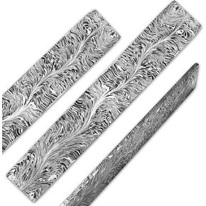 Nesmo 521 Damascus Steel Blank Billet Snack Feather Patern Bar Stock for knife making Hand Forged 12 Inches, Gray in Saudi Arabia