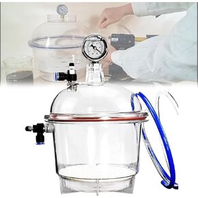 Lab Vacuum Desiccator, 150mm Double Valve Vacuum Dryer Jar with Pressure Gauge, Operating Ambient Temperature -25℃-120℃, for Laboratory Research Vacuum Drying Storage. ﻿ in Saudi Arabia