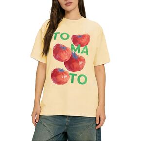 Womens Teens Oversized Graphic Tshirts Y2k Flower Fruit Vintage Tees Beach Surfer Casual Short Sleeve T-Shirts in Kuwait