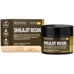 راتنج شيلاجيت الهيمالايا مع حمض الفولفيك وحمض الدبالية و80+ من المعادن النزرة - شيلاجيت من الدرجة الذهبية 500 مجم للرجال والنساء من ارتفاع 16,000 قدم - 100 وجبة - راتينج مركز وملعقة خشبية in Kuwait