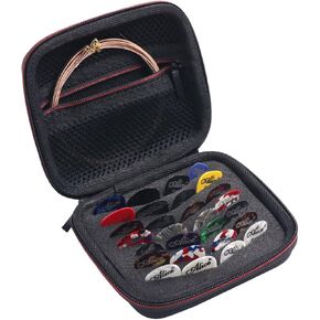 Hard Protective Travel Case Compatible with Fender, ChromaCast, D'Addario, JIM DUNLOP, Bolopick, UNLP MUSICAL INSTRUMENT Guitar Accessories, All Size Picks Storage Pouch(CASE ONLY, BLACK&Red) in Kuwait
