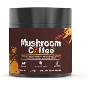 قهوة الفطر 10 في 1 (عرف الأسد، كورديسيبس، ذيل الديك الرومي وغيرها) فيتامينات أشواغاندا مغنيسيوم متعددة، 2000 ملغ من مسحوق قهوة الفطر الفورية للطاقة والهضم ودعم المناعة، 30 وجبة للمنزل والخارج in Kuwait