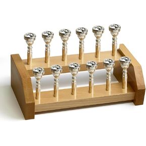 Trumpet Mouthpiece Holder,12-Slot Wooden Stand, 2-Tier Display & Storage Rack, Keeps Trumpet Mouthpieces Safe, Tidy, and Easily Accessible (12 Holes) in Kuwait