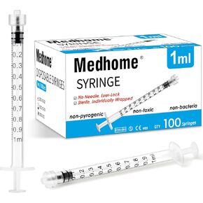 100 Pack 1mL Luer Lock Syringe (No Needle) , Sterile & Individually Wrapped, Professional, Industrial & Personal Use in Kuwait