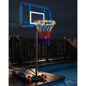 Basketball Hoop Outdoor & Indoor, 3.8FT-7FT Adjustable Portable Basketball Hoops & Goals with LED, PC Backboard for Driveway, Garage, Pool Court, Pool Basketball Hoop in Kuwait