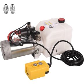 وحدة الطاقة الهيدروليكية Doppy 3 كوارت، مضخة هيدروليكية مزدوجة الفعل، 3200 رطل لكل بوصة مربعة 12 فولت تيار مستمر وحدة مضخة هيدروليكية لخزان البلاستيك لمنصات رفع السيارة ذات المقطورة القلابة in Kuwait