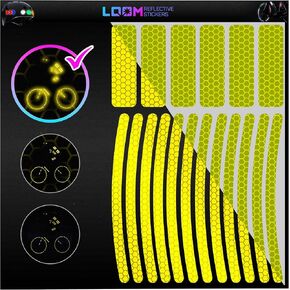 LOOM Reflective Stickers for Bikes Rims | 18pc Brilliant-flurYelGreen | Reflective Tape for Motorcycle Helmet Decals and Bike Reflectors | Hi Vis Bicycle reflectors, Mailbox Stickers in Kuwait