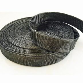 كابل غلاف مضفر من نسيج ألياف الكربون الحقيقي الأسود بطول 1.2 بوصة (30 مم) -3K - طول 39.37 بوصة (1 متر) in Kuwait