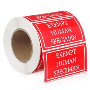 Mifoci 1 Roll 500 Labels Exempt Human Specimen Medical Healthcare Labels 1.5 x 3 Inch Red Rectangle Exempt Specimen Label Sticker for Medical and Industrial Use and More in Kuwait