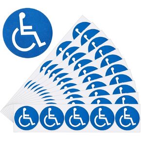 50 pcs Handicap Signs Stickers Decal Symbol, 2 inch Round Convenient Decals, Disabled Wheelchair Sign, Self-Adhesive Sticker for Outdoor Indoor in Kuwait
