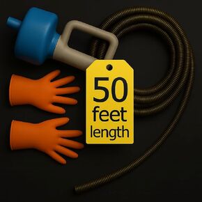 50 FT Drain Snake Hair Drain Clog Remover, Manual Or Powered, Plumbing Snake With Drill Adapte,Unclog Sink Drain Tool, Drain Auger for Toilet、Shower、Kitchen、Sink, No Auto Retract Or Feed, Red in Kuwait