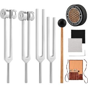 Tuning Forks for Healing Set,‌ Complete Healing Sound Set - 4-Tuning Forks (128Hz, 136.1Hz, 256Hz, 384Hz) + Accessories for Meditation, Yoga & Stress Relief‌ in Kuwait