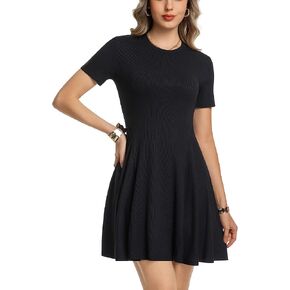 Summer Dresses for Women 2026 Crewneck Short Sleeve A Line Beach Vacation Casual Sundress Short Dress in Kuwait