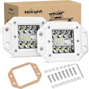 Nilight LED ضوء القرون 2PCS 42W فلوش جبل بقعة الفيضانات التحرير والسرد النسخ الاحتياطي عكس أضواء القيادة الوفير بونتون سطح السفينة حوض الإضاءة لشاحنات بيك اب الطرق الوعرة سيارات الدفع الرباعي فان الجرارات T-أعلى ستيرن قوارب المياه المالحة in Kuwait