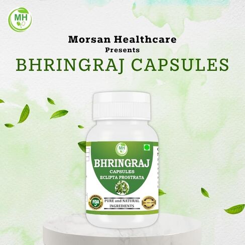 كبسولات بهرينجراج | ملحق عشبة الأيورفيدا إكليبتا ألبا | شعر | الجلد والعافية | نباتي 100% | 500 مجم لكل جرعة | 60 كبسولة نباتية (عبوة من 1) in Kuwait