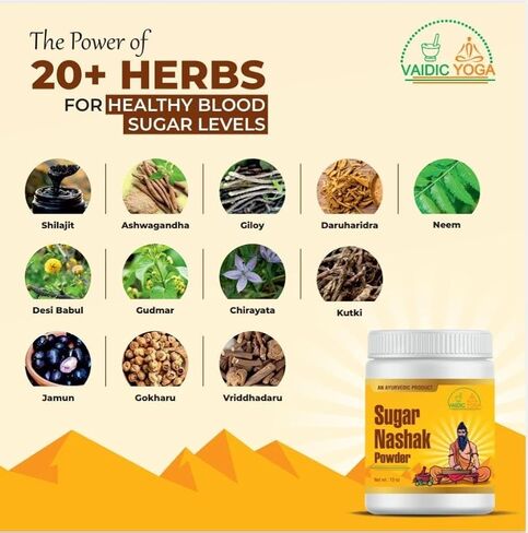 Vaidic Yoga Sugar Nashak Powder | Ayurvedic & Herbal | 100% Natural, Vegan, Made in USA | 13 oz in Saudi Arabia