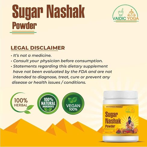 Vaidic Yoga Sugar Nashak Powder | Ayurvedic & Herbal | 100% Natural, Vegan, Made in USA | 13 oz in Saudi Arabia