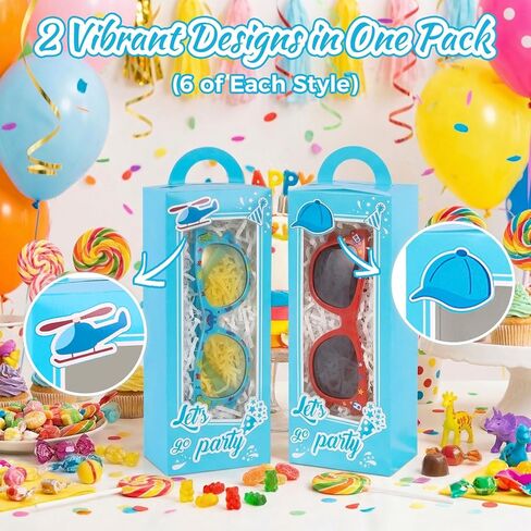 VGOODALL 12PCS Party Favor Boxes,3" x 2" x 9" Blue Doll Gift Boxes with Window Handle for Boys Birthday Bridal Shower Party in Kuwait