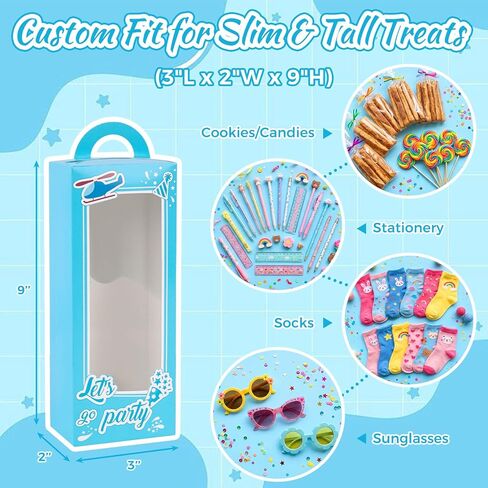 VGOODALL 12PCS Party Favor Boxes,3" x 2" x 9" Blue Doll Gift Boxes with Window Handle for Boys Birthday Bridal Shower Party in Kuwait