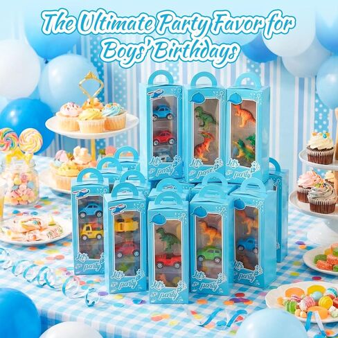 VGOODALL 12PCS Party Favor Boxes,3" x 2" x 9" Blue Doll Gift Boxes with Window Handle for Boys Birthday Bridal Shower Party in Kuwait