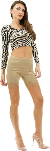 Vivian's Fashions Legging Shorts - Cotton, Lace Trim (Misses Sizes) in Saudi Arabia
