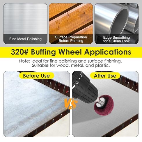 HighFree 6PCS Non Woven Abrasive Buffing Polishing Wheel Drill Attachment Set, 1/4" Shank Scouring Pads Power Scrubber Cleaning Kit for Rust Removal and Polishing, Green 180#, Red 320#, Gray 800# in Kuwait