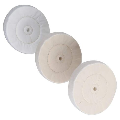Buffing Polishing Wheel 3-Step Fine Cotton (60 Ply) / Soft Flannel (40 Ply) / High-Grade Cloth (90 Ply) 3/4" Arbor Hole for Wood Lathe Buffing System– 3Pack in Kuwait