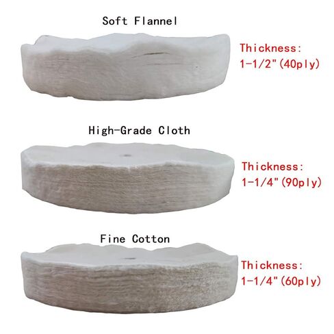 Buffing Polishing Wheel 3-Step Fine Cotton (60 Ply) / Soft Flannel (40 Ply) / High-Grade Cloth (90 Ply) 3/4" Arbor Hole for Wood Lathe Buffing System– 3Pack in Kuwait